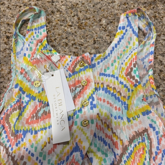 La Blanca Women's Fly-Away Tank Swimsuit Cover Up White Sunbaked Jewels S NWT - Picture 6 of 9